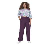 Trendyol Pantalones Rectos de Talla Grande para Mujer, Damson Color, 42