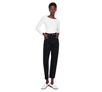 TRENDYOL Pantalones Vaqueros para Hombre de Cintura Alta Jeans, Negro, 36 para Mujer