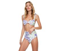 Trendyol Parte Inferior de Bikini para Mujer con Estampado de Leopardo, de Talle Alto, Color Morado, Talla 36