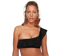 Trendyol Parte Superior de Bikini de un Hombro del Volante, Negro, 40 para Mujer