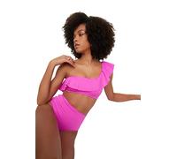 Trendyol Parte Superior de Bikini de un Hombro del Volante, Rosa, 62 para Mujer