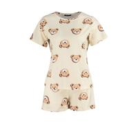 Trendyol Pijama de pantalón corto beige claro / moca / marrón oscuro / blanco M beige claro / moca / marrón oscuro / blanco