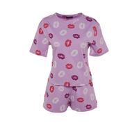 Trendyol Pijama de pantalón corto lila / lila / rosa / blanco M lila / lila / rosa / blanco