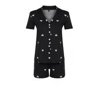 Trendyol Pijama de pantalón corto negro / offwhite XL negro / offwhite