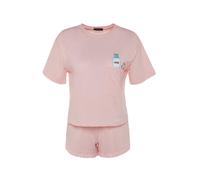 Trendyol Pijama de pantalón corto rosa / negro / blanco L rosa / negro / blanco