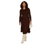 TRENDYOL Plus Size Dress-Brown-A-Line Vestido, marrón, 3XL Grande Mujeres