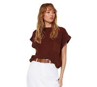 Trendyol Regular fit Basic Crew Neck Knitwear Sweater Suéter, Brown, M para Mujer