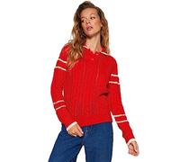 Trendyol Regular fit Basic Scoop Neck Knitwear Sweater, Suéter Mujer, Red,