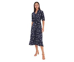 Trendyol Shirt Fit Woven Dress Camisero Midi para Mujer, Vestido Tejido de Ajuste Regular, Azul Marino, 66