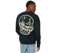 Trendyol Sudadera de Punto con Cuello Redondo básico de Gran tamaño para Hombre, Azul Marino, XS