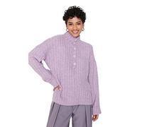 Trendyol Sudadera Lisa con Cuello de Camisa para Mujer, Lila, M