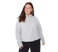 Trendyol Sudadera Lisa Regular de Talla Grande con Cuello de Camisa, Gris, XXL para Mujer