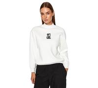 Trendyol Sudadera Regular de Cuello Alto con Eslogan, Blanco con Detalle Gris, XS para Mujer