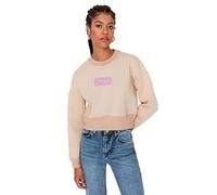 Trendyol Sudadera Regular de Cuello Redondo con Eslogan, Beige, XL para Mujer