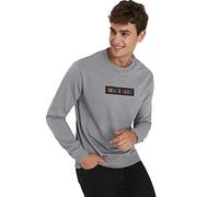 Trendyol Sudadera Regular de Cuello Redondo con Eslogan, Gris, XL más para Hombre