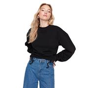 Trendyol Sudadera Regular Lisa con Cuello Redondo, Negro, XL para Mujer