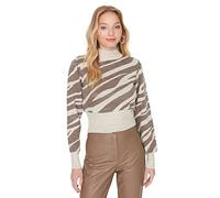 Trendyol Suéter básico de Punto de Cuello Alto para Mujer, Visón, S