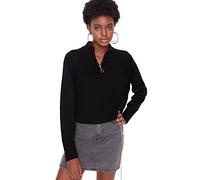 Trendyol Suéter de Punto básico con Cuello Alto y Ajuste Regular para Mujer Sudadera, Negro, S