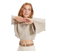 Trendyol Suéter de Punto básico de Cuello Redondo de Gran tamaño para Mujer Sudadera, Piedra, S