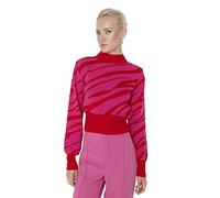Trendyol Suéter Regular con Estampado Animal de Cuello Alto Sudadera, Flor de Granada, M para Mujer
