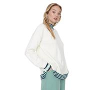 Trendyol Suéter Regular de Cuello Alto con Bloques de Color Sudadera, Crudo, L para Mujer