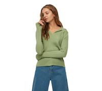 Trendyol Suéter Regular Liso con Cuello Polo Sudadera, Verde, S para Mujer