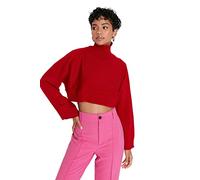 Trendyol Suéter Regular Liso de Cuello Alto Sudadera, Rosso, S para Mujer