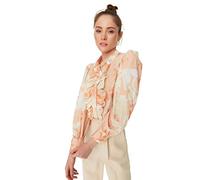Trendyol Tejida básica con Cuello de Camisa de Ajuste Regular para Mujer, Naranja, 40