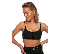 Trendyol Top de Bikini con Cremallera para Mujer, Color Negro, Talla 34