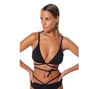 Trendyol Top de Bikini de Punto para Mujer Traje de baño, Negro, 36