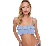 Trendyol Top de Bikini Tipo Bandeau, detallado, Color Azul, Talla 38
