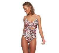 Trendyol Traje de baño detallado con Estampado de Leopardo Pieza, Multicolor, 40 para Mujer