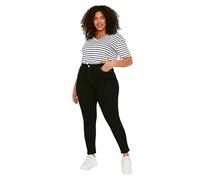 Trendyol Trendyol Damen Gerade Hohe Taille Plus-Size-Jeans, Jeans De Las Mujeres, Black,