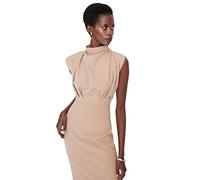 Trendyol Trendyol Damen Gerade Midi Null-Ärmel Tag Nacht Schlank Kleid, Vestido De Las Mujeres, Camel,