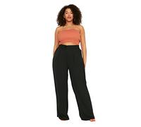 Trendyol Trendyol Women Plus Size High Waist Wide Leg Wide Leg Plus Size Trousers, Pantalones Mujer, Black, 48 Plus