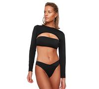 Trendyol V Corte Seis Parte Inferior de Bikini, Negro, 36 para Mujer