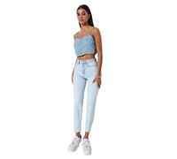 TRENDYOL Vaqueros de Cintura Alta para Mujer Jeans, Azul Claro, 44