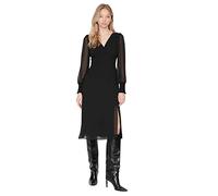 TRENDYOL Vestido de Mujer Midi Acampanado Regular Tejido, Negro/Pura alegría, 36