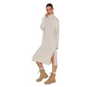 TRENDYOL Vestido de Mujer Recto Midi de Manga Larga Casual de Talla Grande, Gris, M