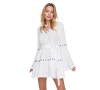 Trendyol Vestido de Playa con Banda Detallada, Blanco, 40 para Mujer