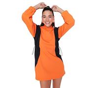 Trendyol Vestido de Punto con Capucha para Mujer Joven, Naranja, S