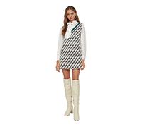 Trendyol Vestido de Punto Mini con Cuello en V para Mujer, Azul Marino, L