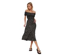 TRENDYOL Vestido de Punto para Mujer, Corte Regular, Estilo Patinador, Negro/Pura alegría, M