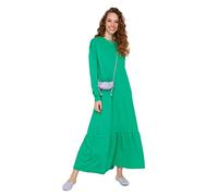 Trendyol Vestido Largo con diseño de Mujer con Cuello Redondo, Verde, S
