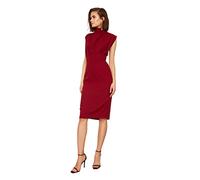 Trendyol Vestido Midi Ajustado para Mujer, Color borgoña, Rojo -