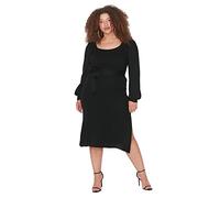 Trendyol Vestido Midi Ajustado para Mujer, Talla Grande, Negro, 5XL, Negro, XXXXXL