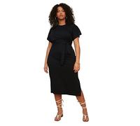 Trendyol Vestido Midi de Punto Ajustado para Mujer, Talla Grande, de Punto, Negro, 3XL