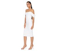 Trendyol Vestido Tejido Ajustado Midi para Mujer, Crudo, 36