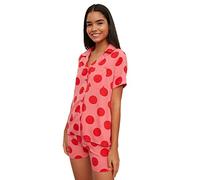 Trendyol Viscose Pajamas with Fuchsia Polka Dot Conjunto de Pijama, 40 De Las Mujeres