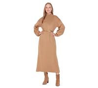 Trendyol Woman Design Midi Jile V-Neck Knitwear Dress Vestido, Camel, M para Mujer
